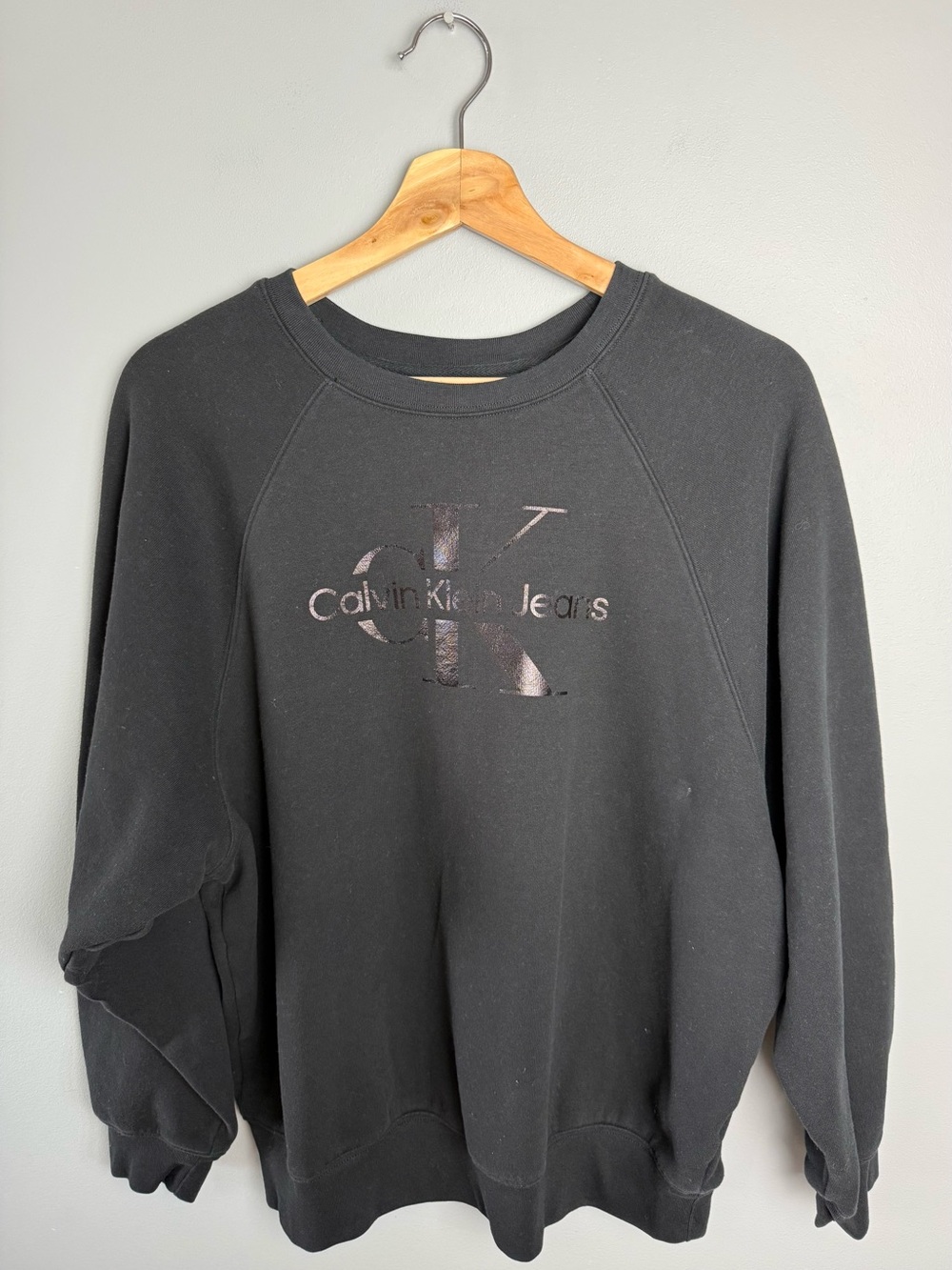 Calvin Klein Jeans Black Crewneck with Gloss Logo